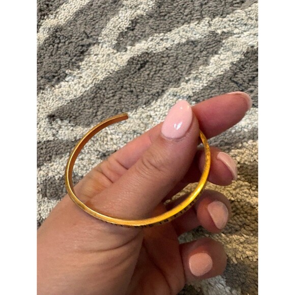 Small Gold Mantra Stamped Bracelet Though She Be But Little She Is Fierce - Picture 3 of 4